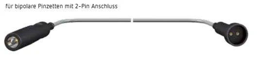 Bipolar Pinzetten HF-Anschlußkabel, an ERBE ICC / ACC / VIO Kabelllänge 4,0 mtr. 2-Pin-Stecker 20196-121