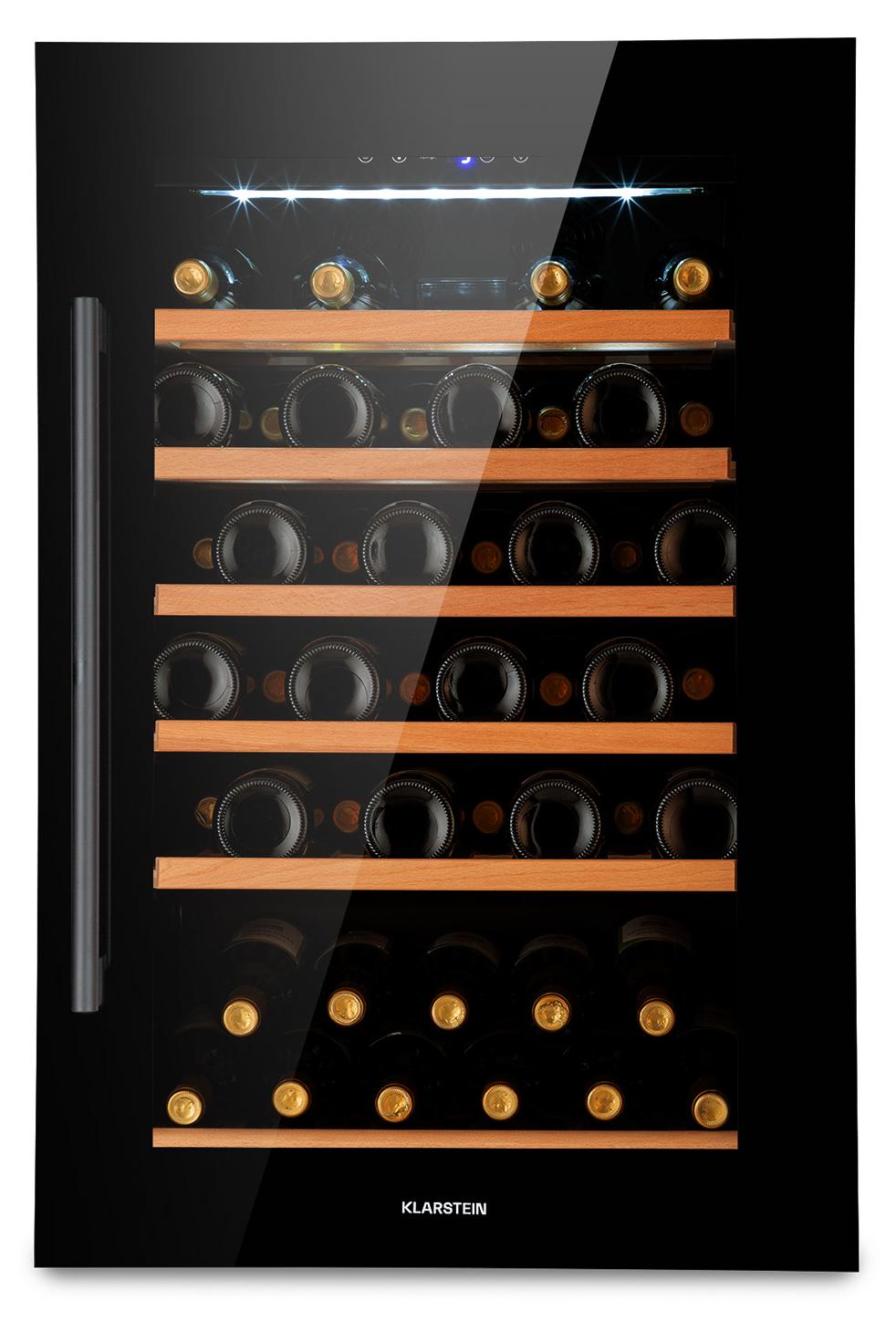 Klarstein Einbau-Weinkühlschrank, 137 L Getränkekühlschrank Schmal, 1 Zone Weinkühlschrank mit Glastür, Indoor/Outdoor Beersafe, Großer Kühlschrank, 5-22°C, 52 Flaschen