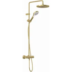 Kludi DIVE Dive X 3S Thermostat-Dual-Shower-System 69067N0-00 mit Handbrause, Kopfbrause Ø 25 cm, Brushed gold PVD