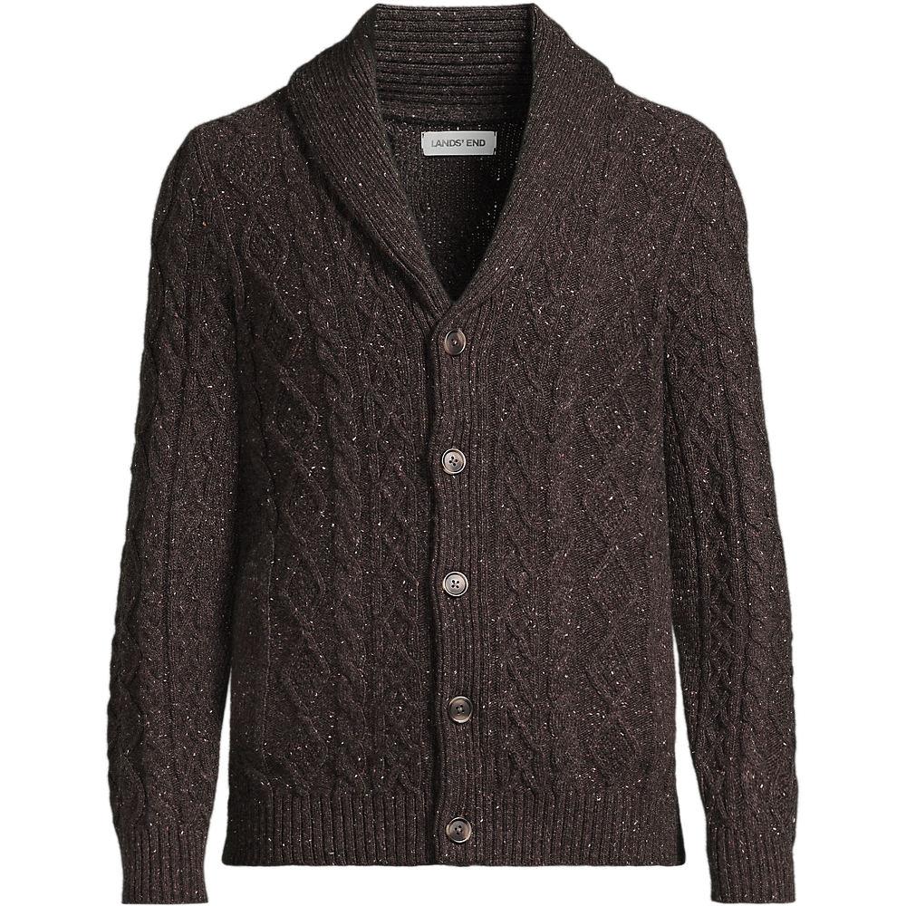Schalkragen-Cardigan aus Baumwoll/Wollmix, Herren, size: regular, Braun, Baumwoll-Mischung/Woll-Mischung/Nylon-Mischung, by Lands' End