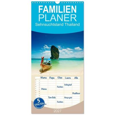 Familienplaner 2027 - Sehnsuchtsland Thailand mit 5 Spalten (Wandkalender, 21 x 45 cm) CALVENDO