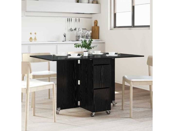 Moderne Table à dîner - 140x80x77 cm - Bois d'ingénierie - Chêne noir - Table de salon 2/4 personnes @FR 9025