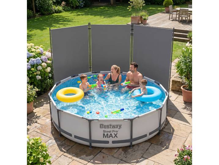 Outsunny Paravent 3 Panneaux 260x180cm Métal UPF 30+ Gris Foncé