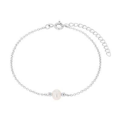 Armband AMOR "Schmuck Geschenk, Perle", silberfarben, weiß, Armbänder, Damen, 20cm, Silber 925 (Sterlingsilber), Armband, mit Süßwasserzuchtperle