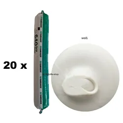 20 x Ramsauer 640 Dicht Kleber weiß 1K Hybrid Klebstoff 888g/600ml Beutel
