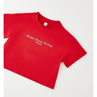 T-Shirt IDO "GIRL SUMMER T-SHIRT", Mädchen, Gr. 152, rot, 100% Baumwolle, Shirts T-Shirt