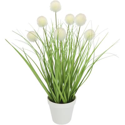 Kunstpflanze I.GE.A. "Knopfgras im Topf", weiß, B:25cm H:45cm L:25cm, Kunststoff, Kunstpflanzen, Kunstpflanze
