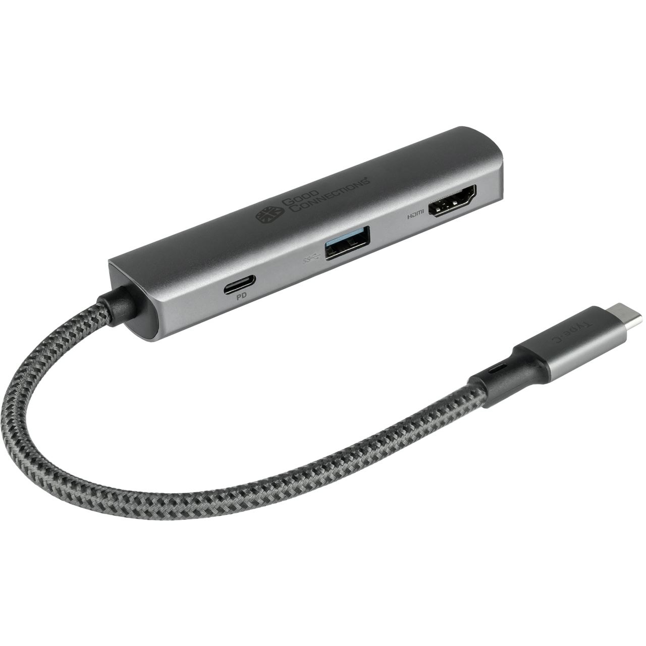 GoodConnections HUB-C002A USB-C HUB 3-Port 1xHDMI, 1xUSB-C, 1xUSB 3.0 Anthrazit