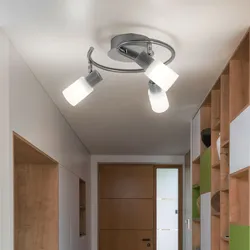 LED Deckenleuchte Deckenlampe Wohnzimmerlampe Beweglicher Spot Silber Metall