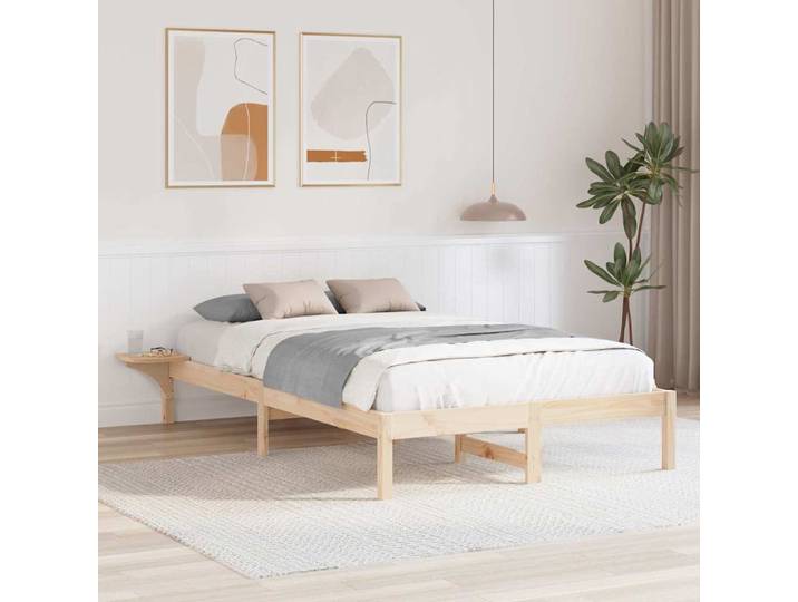 vidaXL Bettrahmen Natur 140 x 190 cm Massives Kiefernholz