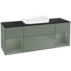 Villeroy und Boch Finion Waschtischunterschrank F742GMGM 160x60,3x50,1cm, Regale Olive matt lacquer, Olive Matt Lacquer