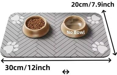 Inspire Select Absorbent Waterproof Pet Feeding Mat Non Slip Placemat For Cat & Dog Bowls 40x60cm Black