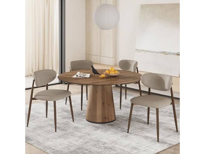 COLAMY Küchenstuhl Esszimmerstühle 4er Set, Moderne Polsterstuhl Essstühle mit Fester Rückenlehne, Stoff Esszimmerstühl mit Metallbeinen für Esszimmer, Küche, Restaurant, Kamel