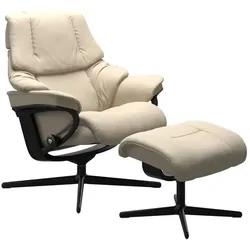 Stressless Sessel mit Hocker Reno Cross Leder Beige Batick Cream M (Medium)