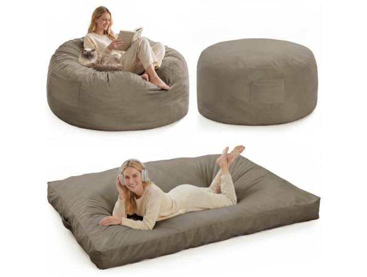 Sitzsack Erwachsene, Riesiger Sitzsäcke, der Sich In Ein Bett Verwandeln Lässt, Sitzsack mit Füllung, Mikrofaserbezug, Lounge Stuhl, Gaming Beanbag, Bodensofa für Schlafzimmer Wohnzimmer Möbel