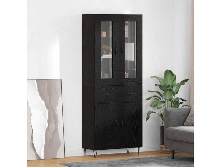 vidaXL Buffet haut noir aspect chêne 69\,5 x 34 x 90 cm en aggloméré