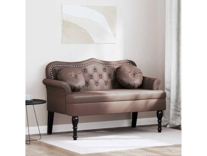 VIHHQGC Chesterfield Bank Braun 120,5 x 65 x 75 cm Kunstleder Kunstleder, Knopfheftung, gerollte Armlehnen, Schaumstoffkissen, Sperrholz, Gummiholzbeine, Wohnzimmer, Schlafzimmer