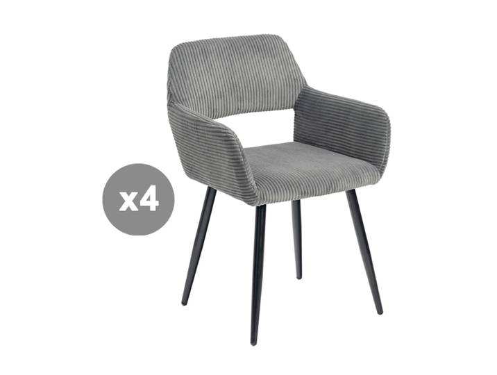 Lot de 4 chaises rembourrées avec pieds métalliques gris