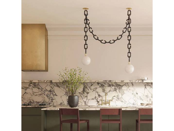 Lustre moderne en verre à chaîne, style nordique, suspension décorative pour chambre, bar, café, lustre LED créatif et coloré
