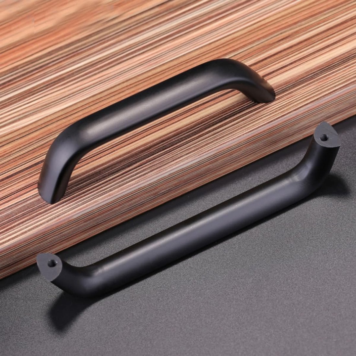 Set van 4 aluminium booggrepen voor keukenkasten en meubels, zwart