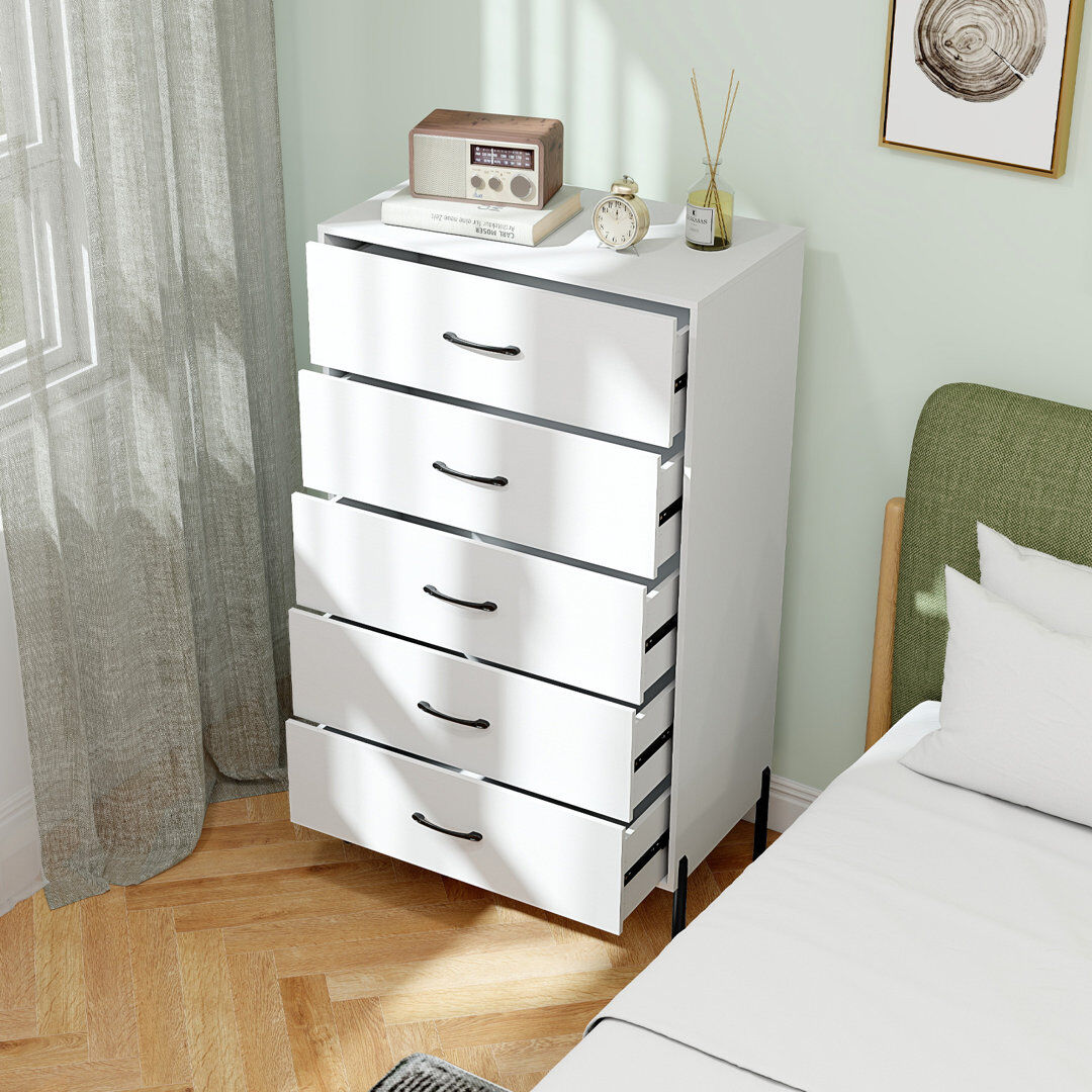 Borough Wharf 71 cm W Chest of 5 Drawers White 125cm H X 71cm W X 40cm D