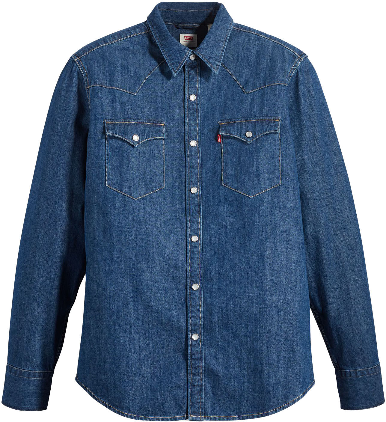 Jeanshemd LEVI'S "LE BARSTOW WESTERN STAND", Herren, Gr. M, N-Gr, blau (lower haight), Web, Obermaterial: 100% Baumwolle, normal, Hemden Jeanshemd, mit Brusttaschen lower haight M, N-Gr