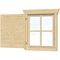Skan Holz Fensterläden für 28 mm Blockbohlenhäuser Einzelfenster einseitig