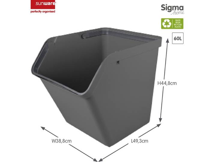 Sunware Sigma home Prullenbak Stapelbaar - 60L - Antraciet