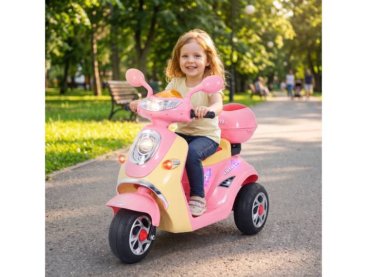 Homcom Moto Scooter Électrique Enfant Rose 108x51x75cm