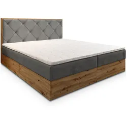 BOXBETT FOSCO 180x200 cm mit Matratze und Topper - Grau