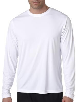 Hanes 482L Cool DRI Long Sleeve Performance T-Shirt in White size 3XL   Polyester