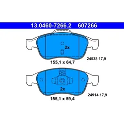 Bremsbelagsatz Scheibenbremse ATE 13.0460-7266.2 für Renault Dacia Megane CC Zoe
