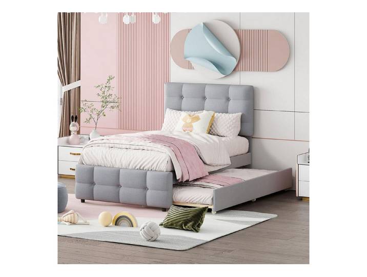 LuxusKollektion Polsterbett Polsterbett 90x200cm grau ausziehbar