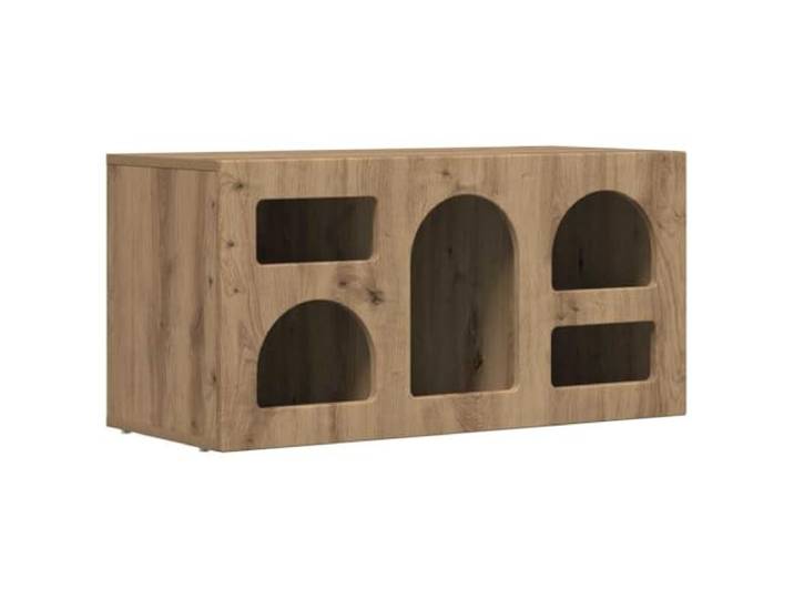 TV-Schrank 80 x 35 x 40 cm aus Holz, Eiche handwerklich Technisches Holz, handwerkliche Eichenfarbe, Plattenregale, Verwendung im Wohnzimmer oder Schlafzimmer, einfache Wartung
