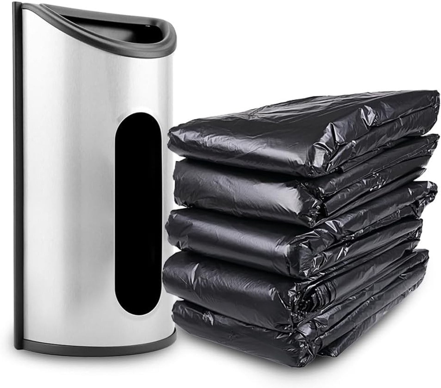 Opbergdispenser voor plastic zakken van roestvrij staal
