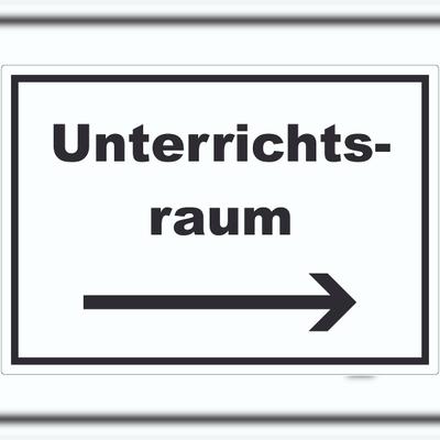HB-Druck Unterrichtsraum Aufkleber mit Text Richtungspfeil rechts Schule Schulung waagerecht A8 (52x74mm)