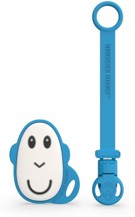 Matchstick Monkey Flat Face Teether & Soother Clip coffret cadeau pour enfant Blue