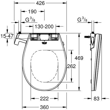 Grohe Dusch-WC-Aufsatz Bau Keramik 39648 alpinweiß, 39648SH0 39648SH0
