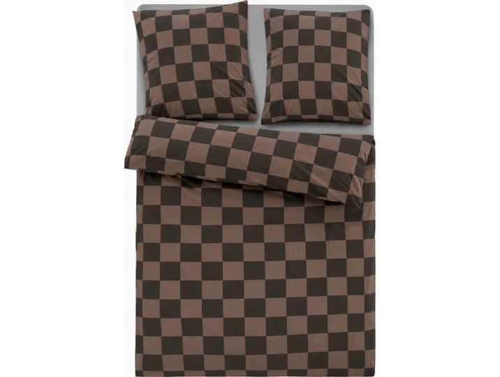 Bettwäsche HOMSY BY ANA JOHNSON Chessley , braun, B/L: 135cm x 200cm, 1 Stk., 1 Stk., Renforcé, B/L: 80cm x 80cm, 2, Renforcé, Obermaterial: 100% Baumwolle, Bettwäsche, Bettwäsche, mit coolem Karo-Muster, ab Grösse 135x200 cm, by Ana Johnson