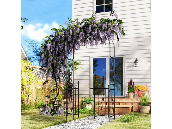 Outsunny Arche de Jardin Acier Noir avec Double Porte 217cm