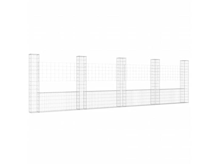 vidaXL Gabionenkorb U-Form mit 5 Säulen Eisen 500x20x150 cm