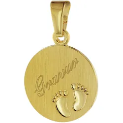 trendor 08307 Gravur-Anhänger Gold 333 / 8K Gravurplatte mit Babyfüßen