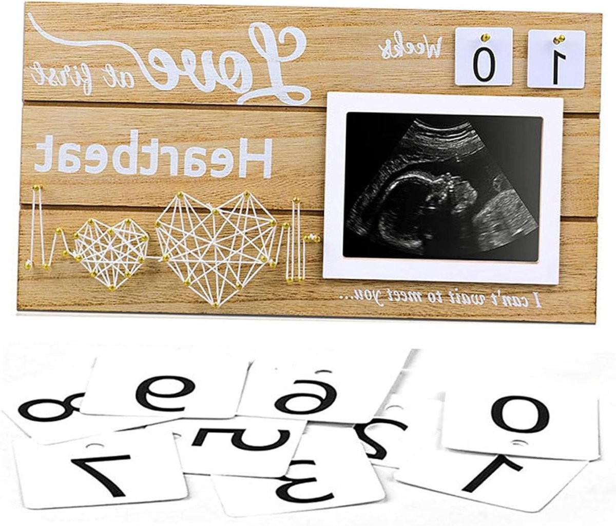 Echografie Fotolijst Echo Kader Baby met Mijlpaalkaarten - Beige