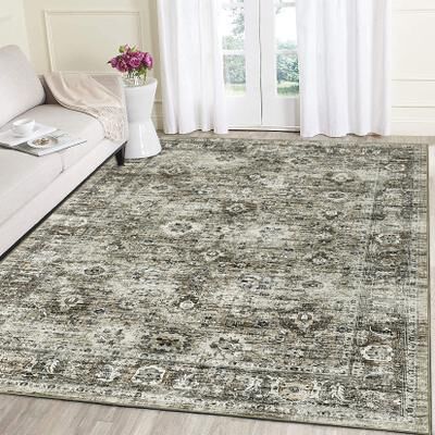 Garvee Vintage Distressed Floral Neutral Color Area Rug