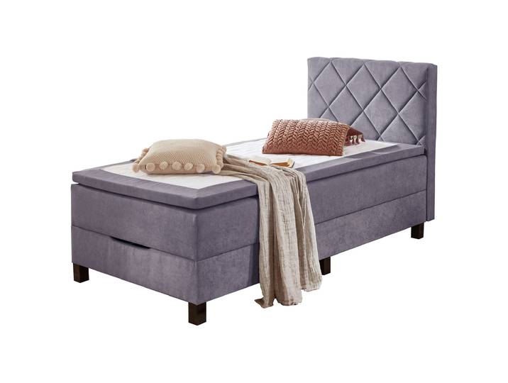 Boxbett 120 x 200 cm grau mit Bettkasten - JEFF