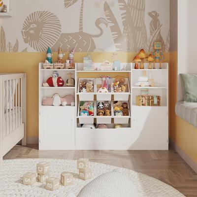 Garvee "Kids Toy Storage Organizer w/6 Removable Bins & Anti-Tip - 48"" White Bookshelf for Toys, Books"