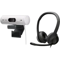 Morele Kamera internetowa Logitech Brio 500 Off White (960-001428) + H390 (981-000406), Webcam, Weiss