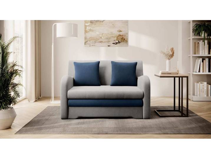 Designer Sofa Arian mit Schlaffunktion und Stauraum - Grau-Blau - Luxusbetten24