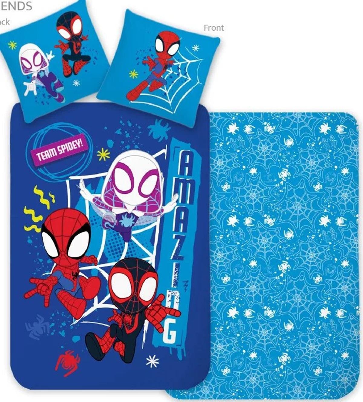 Mac Spiderman Team Spidey kinderslaapset met dekbedovertrek en kussensloop, kussensloop: 40 x 60 cm