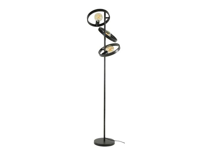 Lampadaire 3 lampes rondes en métal gris foncé avec ampoules - amp